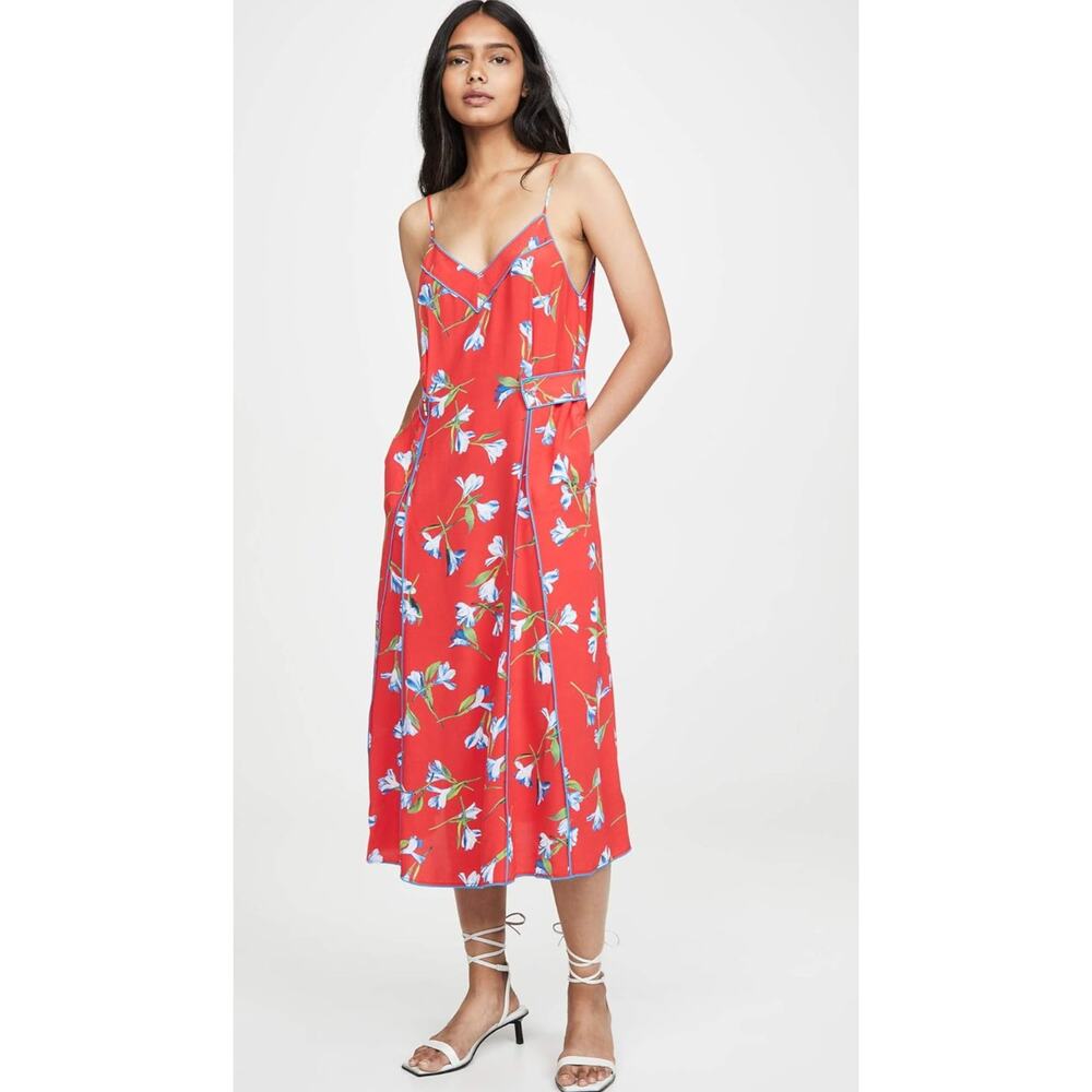 Rag & Bone Red Floral Hugo Midi Dress